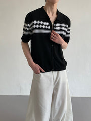 Fair Isle Jacquard Collar Cardigan Top