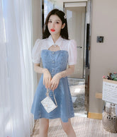 Blue Fake Two-Piece Denim Dress