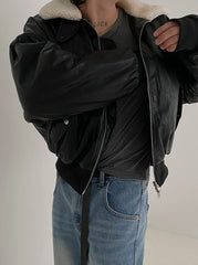 Faux Collar Trendy Pu Jacket
