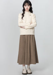 Fleece Lined Lace Trim Mock Neck Sweater Pullover