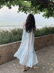 Floral Halter Neck Vacation Maxi Dress