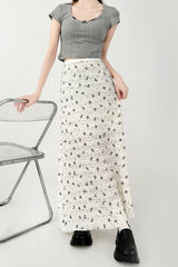 Floral High Waist Slim Fit Mermaid Midi Skirt