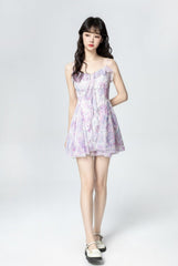 Floral Purple Sleeveless Summer Dress