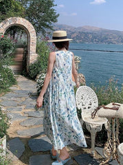 Floral Vacation Style Sleeveless Dress