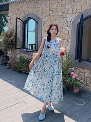 Floral Vacation Style Sleeveless Dress