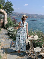Floral Vacation Style Sleeveless Dress