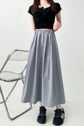 Flowy Black A Line Midi Skirt