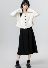 French Bow Ruffle Trim Cardigan Jacket