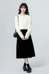 French Lace Stand Collar Shirt