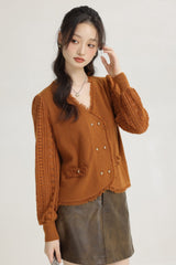 French Style Gentle Vneck Lace Knitwear