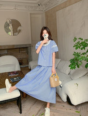 French Style Plaid Skirt And Top Set