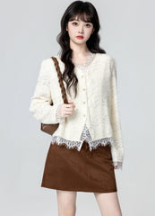 French V Neck Lace Top Layering Blouse