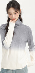 Gray Gradient Turtleneck Sweater