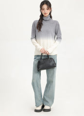 Gray Gradient Turtleneck Sweater