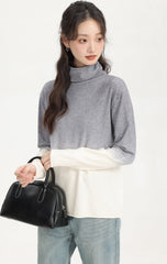 Gray Gradient Turtleneck Sweater