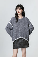 Gray Asymmetrical Knit Sweater