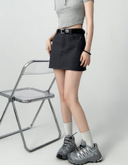 Gray Blazer Style Mini Skirt For Curvy Shape
