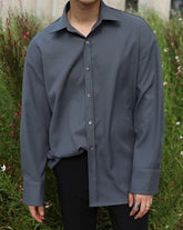 Gray Casual Loose Fit Trendy Shirt