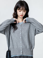 Gray Colorblock Knit Sweater Long Sleeve Pullover
