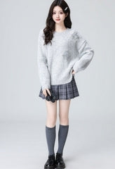 Gray D Butterfly Oversized Pullover Sweater