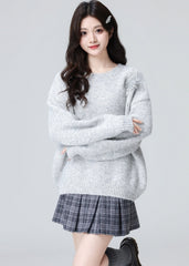Gray D Butterfly Oversized Pullover Sweater