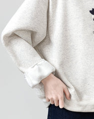 Gray Embroidered Fleece Pullover Sweatshirt
