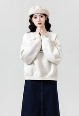 Gray Embroidered Fleece Pullover Sweatshirt