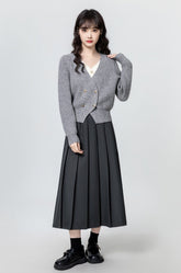 Gray Highwaist Pleated Skirt