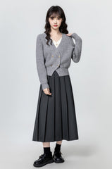 Gray Highwaist Pleated Skirt