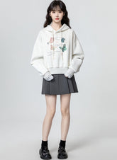 Gray Hoodie Pullover With Layered Shirt Design