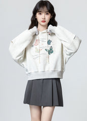 Gray Hoodie Pullover With Layered Shirt Design