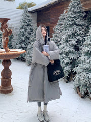 Gray Korean Style Utility Down Puffer Jacket