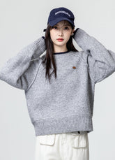 Gray Thick Knit Pullover Sweater