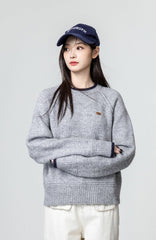 Gray Thick Knit Pullover Sweater