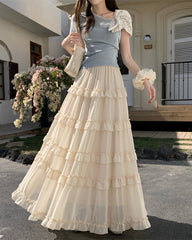 Green A-Line Maxi Skirt
