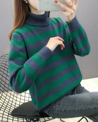 Green And Blue Turtleneck Sweater