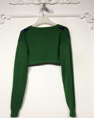 Green Argyle Cardigan Set