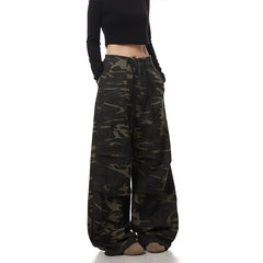 Green Camouflage Drawstring Pants