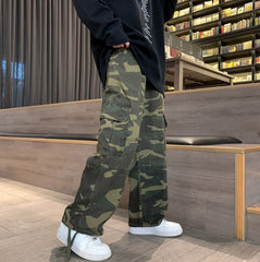 Green Camouflage Loose Pants