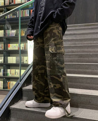 Green Camouflage Loose Pants