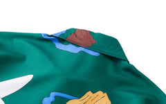 Green Cartoon Print Short Sleeve Shirt
