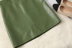 Green Faux Leather Mini Skirt