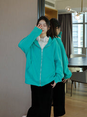 Green Hooded Zip-Up Jacket