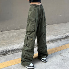 Green Multi-Pockets Cargo Pants