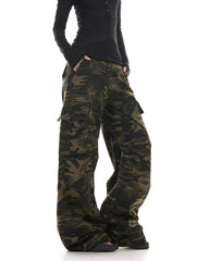 Green Retro Camouflage Cargo Pants