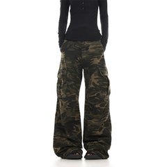 Green Retro Camouflage Cargo Pants