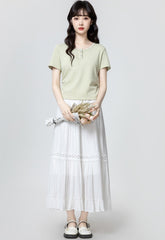 Green Shortsleeve T-Shirt With Floral Collar Design