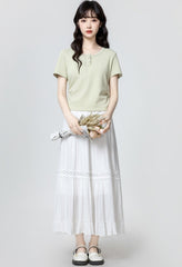 Green Shortsleeve T-Shirt With Floral Collar Design