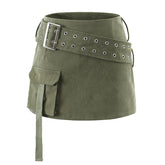 Green Single Pocket Mini Skirt