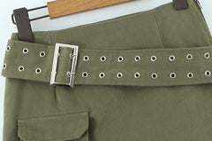 Green Single Pocket Mini Skirt